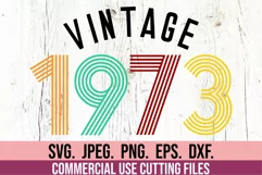 50th Birthday SVG - Vintage 1973 Clipart - Retro Birthday Product Image 1