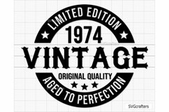 49th Birthday Svg Png, Vintage 1974 svg, Aged to perfection Product Image 1