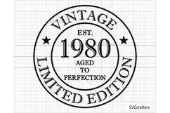 43rd Birthday Svg Png, Vintage 1980 svg, Aged to perfection Product Image 1