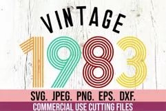40th Birthday SVG - Vintage 1983 Clipart - Retro Birthday Product Image 1