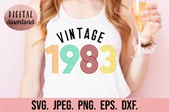 40th Birthday SVG - Vintage 1983 Clipart - Retro Birthday Product Image 2