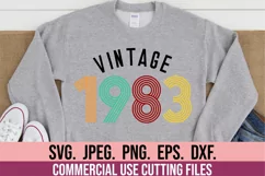 40th Birthday SVG - Vintage 1983 Clipart - Retro Birthday Product Image 3