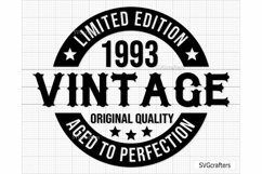 30th Birthday Svg Png, Vintage 1993 svg, Aged to perfection Product Image 1