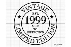 24th Birthday Svg Png, Vintage 1999 svg , Aged to perfection Product Image 1