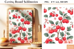 Flower Cow|Cherry|Carrot|Watercolor Vintage Cutting Board Product Image 5