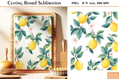 Retro Lemon with Leaves|Watercolor Vintage Cutting Board Product Image 1