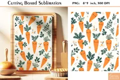 Flower Cow|Cherry|Carrot|Watercolor Vintage Cutting Board Product Image 2