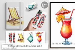 Vintage 70s Poolside Summer Digital Paper Product Image 1
