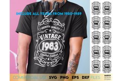 Vintage 40th Birthday Shirt SVG Birthday Gift Includes 80-89 Product Image 1