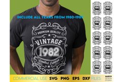 Vintage 40th Birthday Shirt SVG Birthday Gift Includes 80-89 Product Image 2