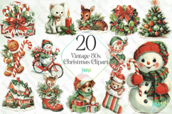 Vintage 80s Christmas Clipart Bundle Product Image 1