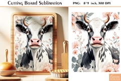 Flower Cow|Cherry|Carrot|Watercolor Vintage Cutting Board Product Image 4