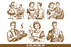 Vintage 90s People with Coffee SVG Product Image 1