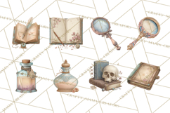 Dark Academia Clipart PNG Study Props Vintage Library Art Product Image 3