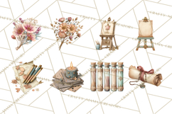 Dark Academia Clipart PNG Study Props Vintage Library Art Product Image 5