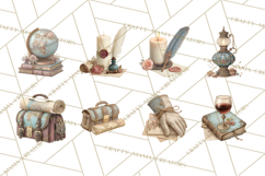 Dark Academia Clipart PNG Study Props Vintage Library Art Product Image 4