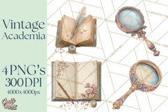Dark Academia Clipart PNG Study Props Vintage Library Art Product Image 1
