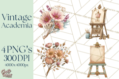 Dark Academia Clipart PNG Study Props Vintage Library Art Product Image 1