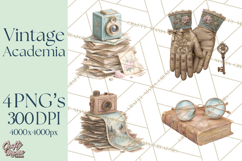 Dark Academia Clipart PNG Study Props Vintage Library Art Product Image 1