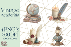 Dark Academia Clipart PNG Study Props Vintage Library Art Product Image 1