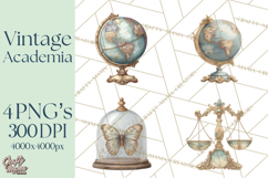 Dark Academia Clipart PNG Study Props Vintage Library Art Product Image 1