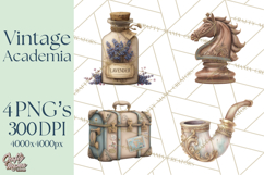 Dark Academia Clipart PNG Study Props Vintage Library Art Product Image 1