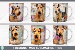 Bundle of six Decoupage Airedale Terriers Mug Wrap designs.
