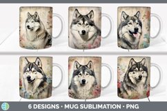 Bundle of six Decoupage Alaskan Malamutes Mug Wrap designs.
