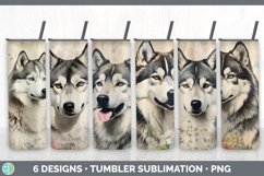 Bundle of six Decoupage Alaskan Malamutes Tumbler designs.