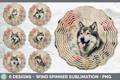 Bundle of six Decoupage Alaskan Malamutes Wind Spinner designs.