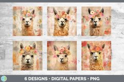 Bundle of six Decoupage Alpacas Paper Backgrounds designs.