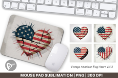 Mouse Pad Vintage American Flag Heart Product Image 1