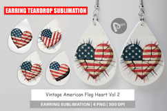 Earring Vintage American Flag Heart Product Image 1