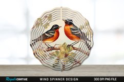 Vintage American Robin Birds Wind Spinner Sublimation PNG Product Image 1