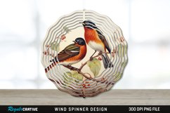 Vintage American Robin Birds Wind Spinner Sublimation PNG Product Image 1