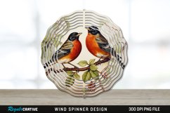 Vintage American Robin Birds Wind Spinner Sublimation PNG Product Image 1