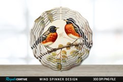 Vintage American Robin Birds Wind Spinner Sublimation PNG Product Image 1