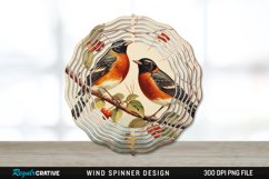 Vintage American Robin Birds Wind Spinner Sublimation PNG Product Image 1