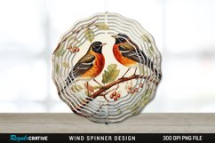 Vintage American Robin Birds Wind Spinner Sublimation PNG Product Image 1