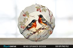 Vintage American Robin Birds Wind Spinner Sublimation PNG Product Image 1