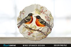 Vintage American Robin Birds Wind Spinner Sublimation PNG Product Image 1