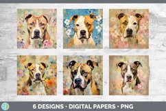 Bundle of six Decoupage American Staffordshire Paper Backgrounds designs.