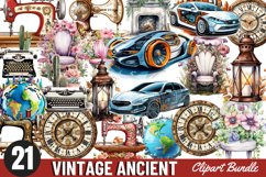Vintage Ancient ItemsClipart Bundle - 21 Designs Product Image 1