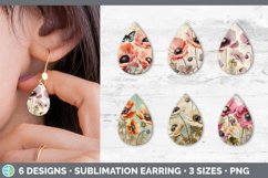 Bundle of six Decoupage Anemones Teardrop Earrings designs.
