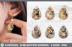 Bundle of six Decoupage Angora Cats Teardrop Earrings designs.