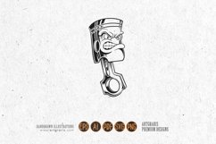 Vintage angry racing piston black and white Product Image 1