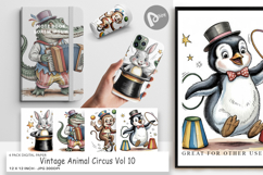 Digital Paper Vintage Animal Circus Product Image 1