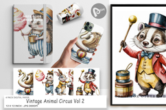 Digital Paper Vintage Animal Circus Product Image 1
