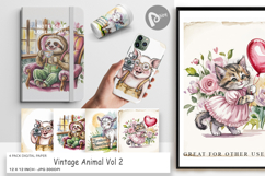 Digital Paper Vintage Animal Product Image 1