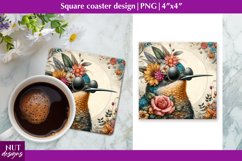 Vintage Hummingbird coaster Square coaster sublimation Product Image 1
